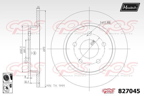 MaxTech 827045.6060 Rear brake disc, non-ventilated 8270456060
