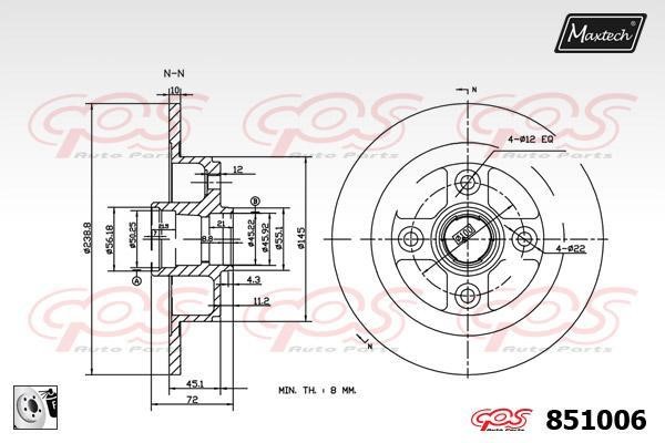 MaxTech 851006.0080 Rear brake disc, non-ventilated 8510060080