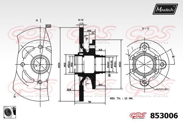 MaxTech 853006.0060 Rear brake disc, non-ventilated 8530060060