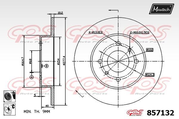 MaxTech 857132.6060 Rear brake disc, non-ventilated 8571326060
