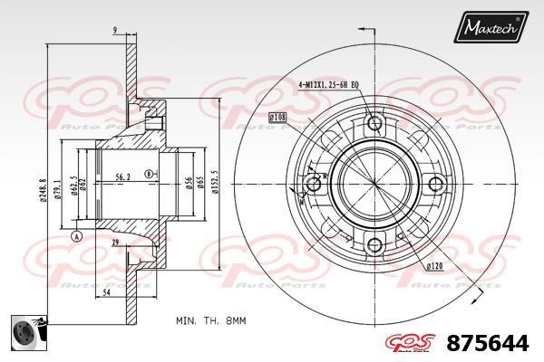 MaxTech 875644.0065 Rear brake disc, non-ventilated 8756440065