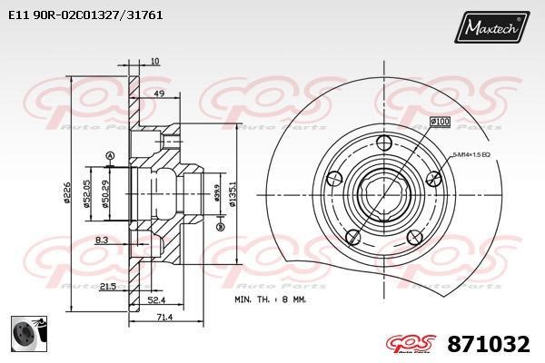 MaxTech 871032.0060 Rear brake disc, non-ventilated 8710320060