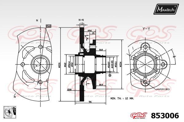 MaxTech 853006.0080 Rear brake disc, non-ventilated 8530060080