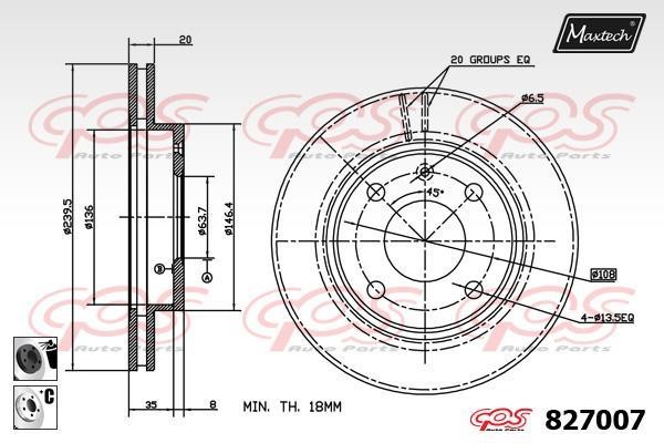 MaxTech 827007.6060 Front brake disc ventilated 8270076060