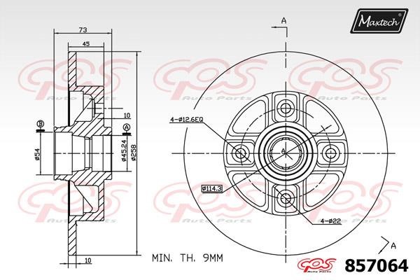 MaxTech 857064.0000 Rear brake disc, non-ventilated 8570640000