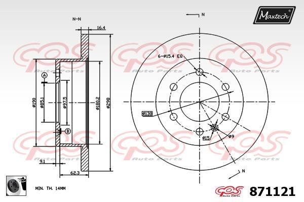 MaxTech 871121.0060 Rear brake disc, non-ventilated 8711210060