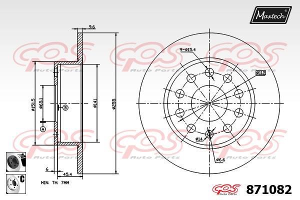 MaxTech 871082.6060 Rear brake disc, non-ventilated 8710826060