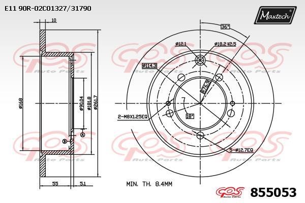 MaxTech 855053.0000 Rear brake disc, non-ventilated 8550530000