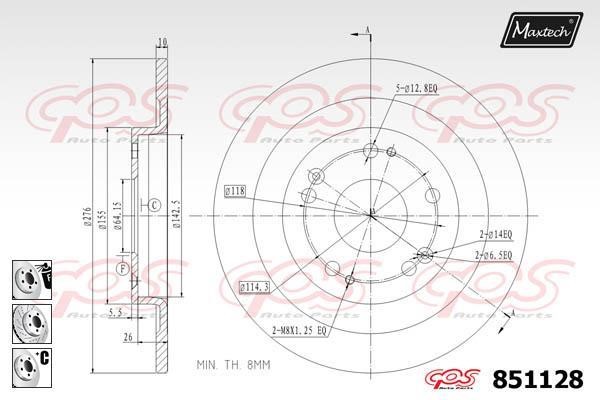 MaxTech 851128.6880 Brake disk 8511286880