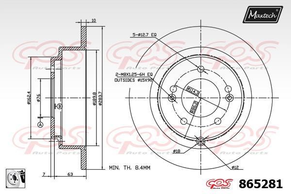 MaxTech 865281.0080 Rear brake disc, non-ventilated 8652810080