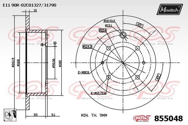 MaxTech 855048.0080 Rear brake disc, non-ventilated 8550480080