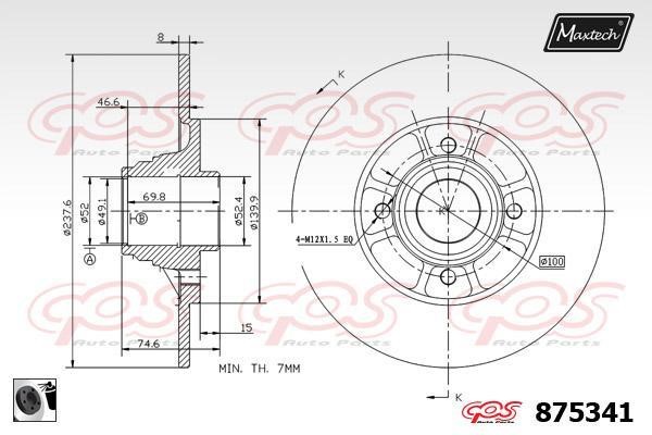 MaxTech 875341.0061 Rear brake disc, non-ventilated 8753410061