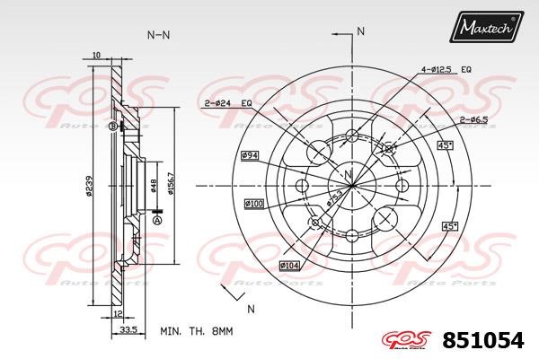 MaxTech 851054.0000 Rear brake disc, non-ventilated 8510540000