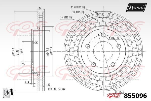 MaxTech 855096.0080 Front brake disc ventilated 8550960080