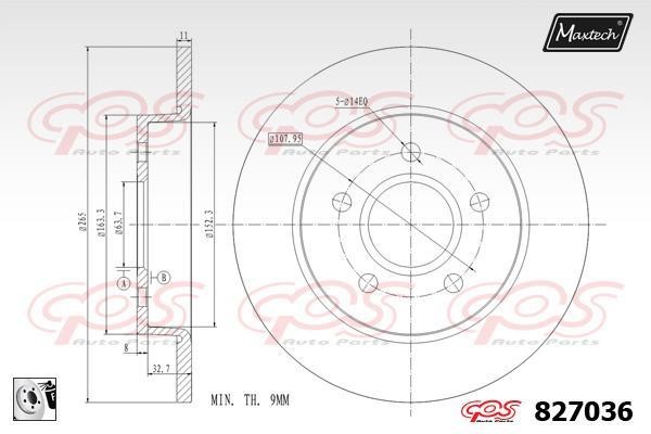 MaxTech 827036.0080 Rear brake disc, non-ventilated 8270360080