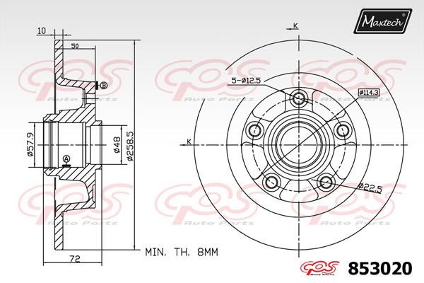 MaxTech 853020.0000 Rear brake disc, non-ventilated 8530200000