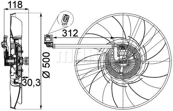 Hub, engine cooling fan wheel Wilmink Group WG2180814
