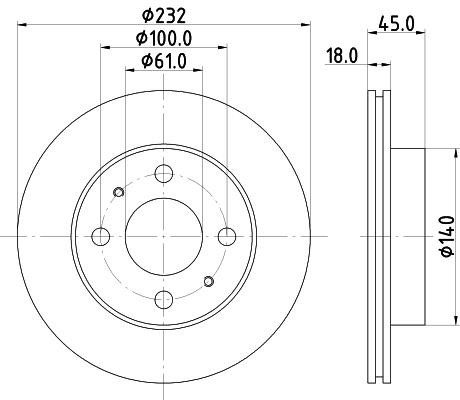 Nisshinbo ND2022K Front brake disc ventilated ND2022K