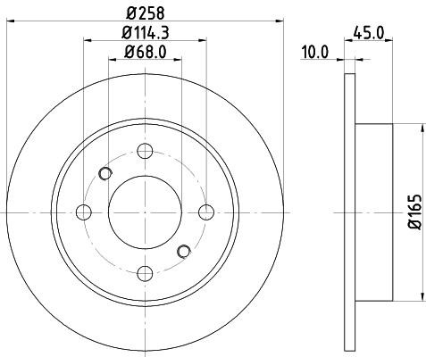 Nisshinbo ND2019K Rear brake disc, non-ventilated ND2019K