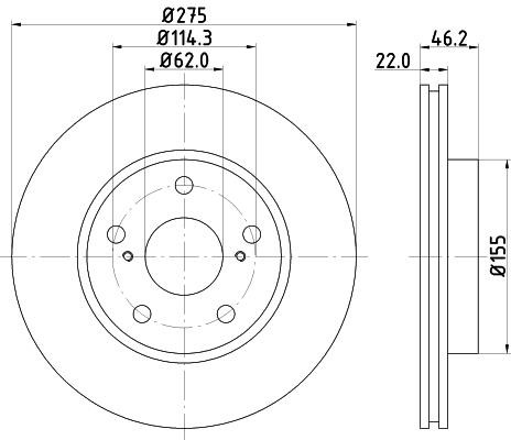 Nisshinbo ND1022K Front brake disc ventilated ND1022K