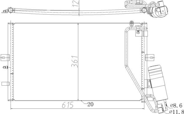 Air conditioner condenser Saab 9-5: 623914 Hart AC Condenser