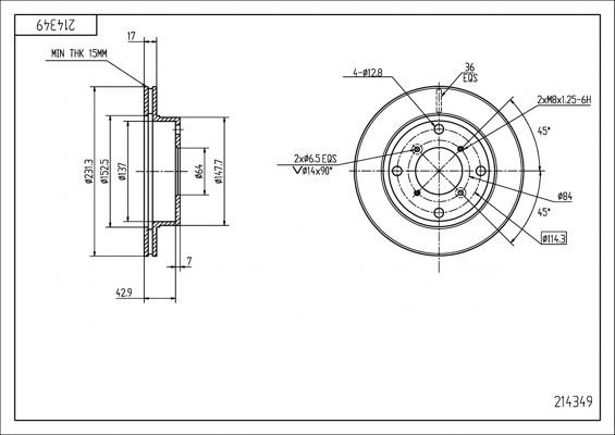 Hart 214 349 Brake Disc 214349