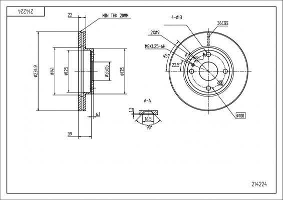Hart 214 224 Brake disk 214224 214224 Hart Brake disk