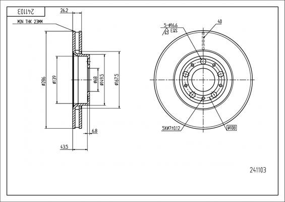 Hart 241 103 Brake disk 241103 241103 Hart Brake disk