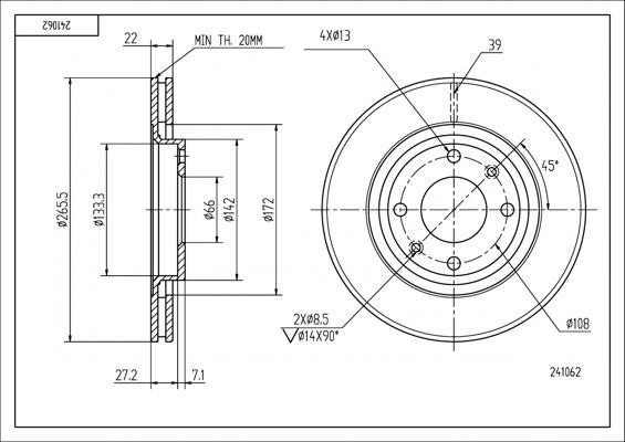 Brake discs Opel Rocks-E: 241062 Hart Brake disk