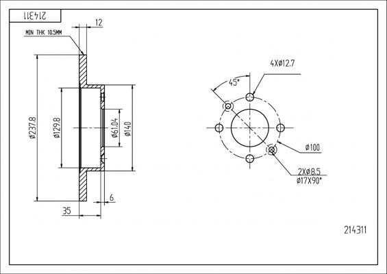 Brake disc Renault 21: 214311 Hart Brake disk
