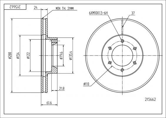 Hart 215 662 Brake Disc 215662