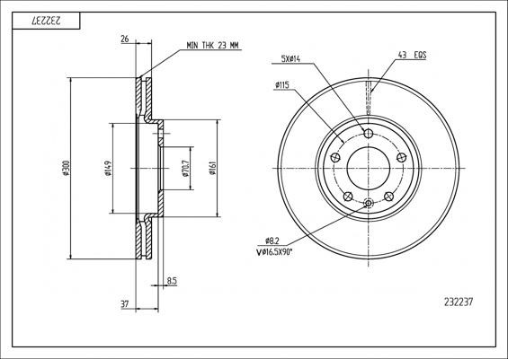 Hart 232 237 Brake disk 232237 232237 Hart Brake disk