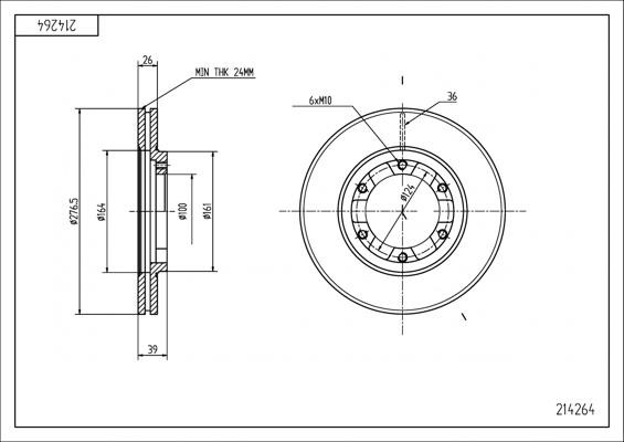 Hart 214 264 Brake disk 214264 214264 Hart Brake disk