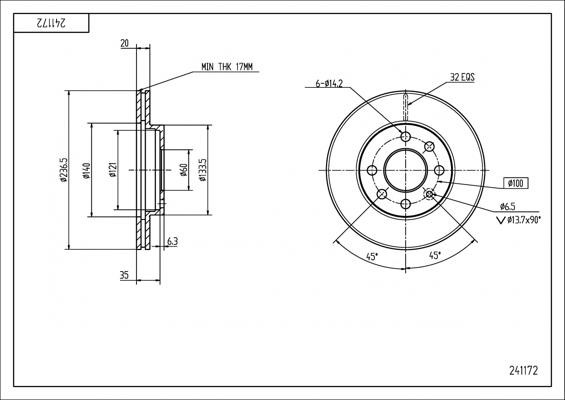 Hart 241 172 Brake disk 241172 241172 Hart Brake disk