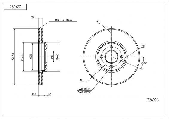 Hart 224 926 Brake disk 224926 224926 Hart Brake disk