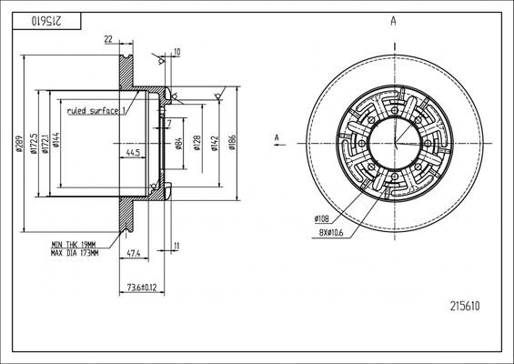 Brake rotor Iveco: 215610 Hart Brake disk