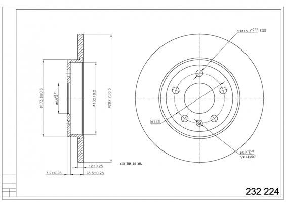 Hart 232 224 Brake Disc 232224