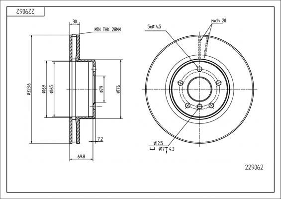 Hart 229 062 Brake Disc 229062