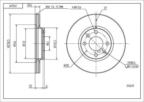 Hart 215 639 Brake Disc 215639