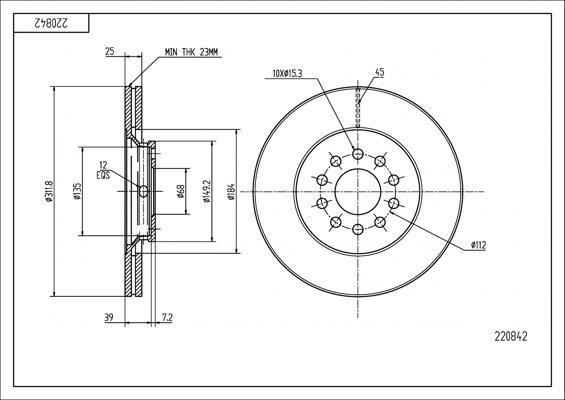 Hart 220 842 Brake disk 220842 220842 Hart Brake disk