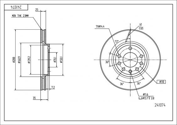 Hart 241 074 Brake disk 241074 241074 Hart Brake disk