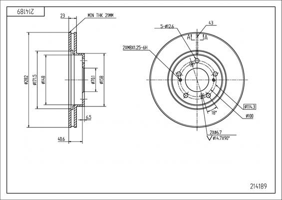 Hart 214 189 Brake disk 214189 214189 Hart Brake disk