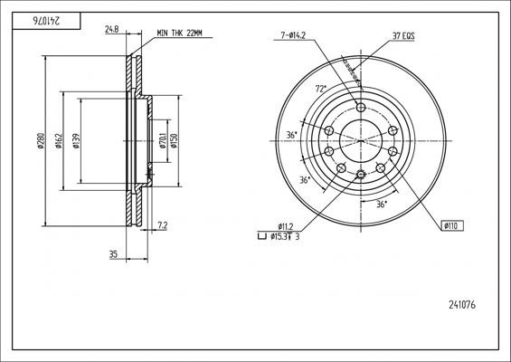 Hart 241 076 Brake disk 241076 241076 Hart Brake disk