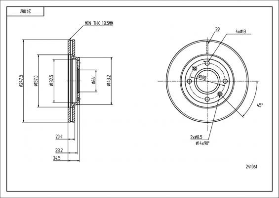Brake disc Mega: 241061 Hart Brake disk
