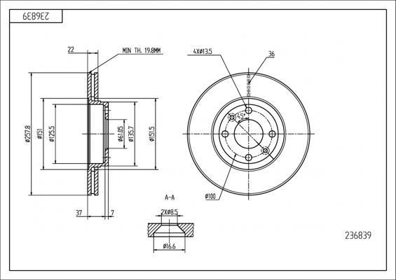 Hart 236 839 Brake Disc 236839