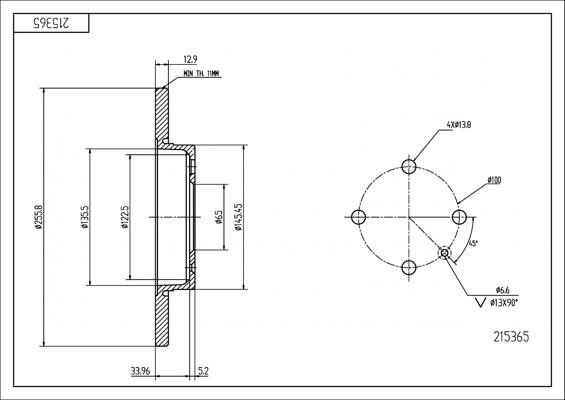 Hart 215 365 Brake Disc 215365