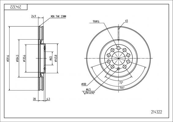 Hart 214 322 Brake disk 214322 214322 Hart Brake disk