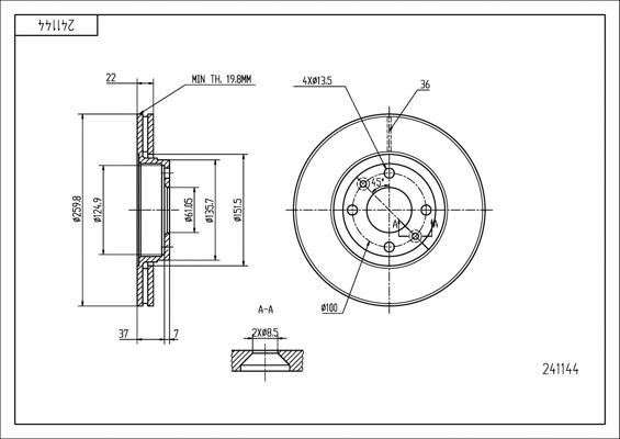 Hart 241 144 Brake disk 241144 241144 Hart Brake disk