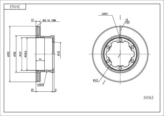 Hart 241 163 Brake disk 241163 241163 Hart Brake disk