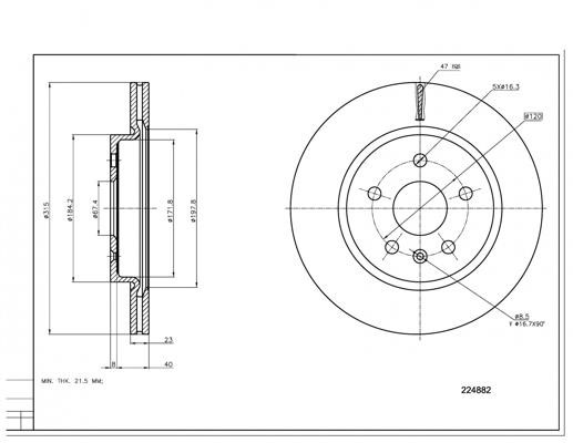 Hart 224 882 Brake disk 224882 224882 Hart Brake disk